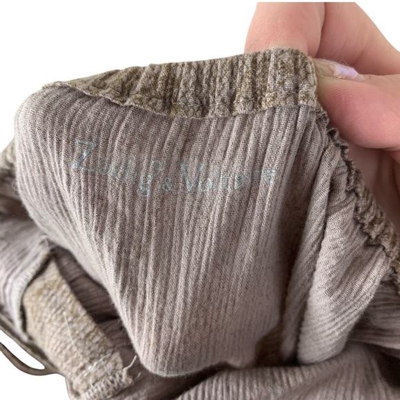 Zadig & Voltaire TU Strapless Mini Dress Boho Chic Taupe Beige Lace Print - Picture 6 of 8